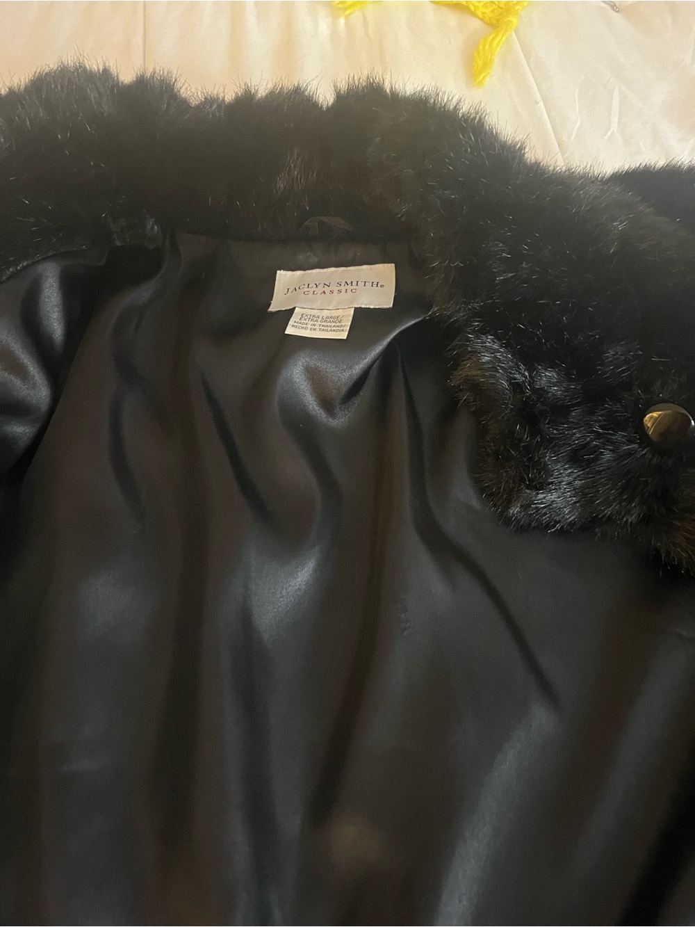 Jaclyn Smith Black Coat with Faux Fur Collar